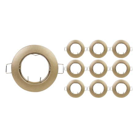 Lot de 10 douilles encastrables circulaires, culot GU10, IP20, dorées, Ø7.8x2.5cm, SECOM