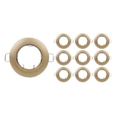 Lot de 10 douilles encastrables circulaires, culot GU10, IP20, dorées, Ø7.8x2.5cm, SECOM