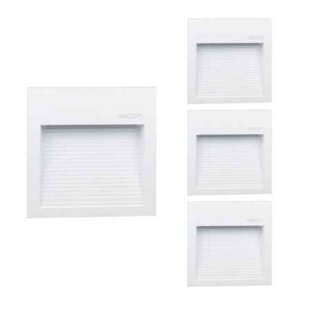 Pack 4 Apliques de Pared LED Cuadrados Trido Maxi 6W 200lm IP65 12x12x1.8cm 4000K Blanco 25000H SECOM Apliques de Exterior 1