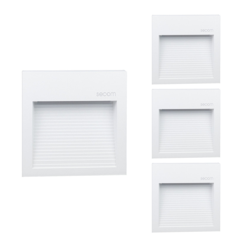 Pack 4 Apliques de Pared LED Cuadrados Trido Maxi 6W 200lm IP65 12x12x1.8cm 4000K Blanco 25000H SECOM Apliques de Exterior 1