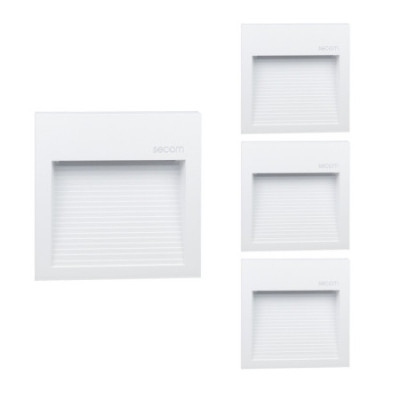 Pack 4 Apliques de Pared LED Cuadrados Trido Maxi 6W 200lm IP65 12x12x1.8cm 4000K Blanco 25000H SECOM Apliques de Exterior 1