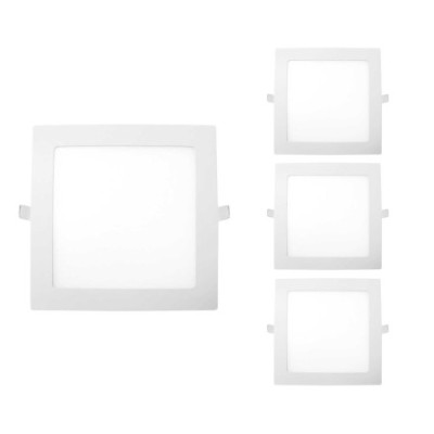 Pack 4 Paneles LED Empotrables Cuadrados 40W 3300lm IP44 60x60x2cm 4000K Blanco 50000H SECOM Pantallas y Regletas LED 1