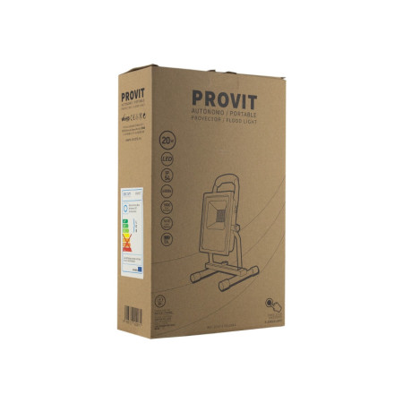 Confezione da 2 proiettori LED portatili Provit con batteria ricaricabile da 20 W, 1800 lm, IP54, 21.5x19x32.5cm, 4000 K, nero/g