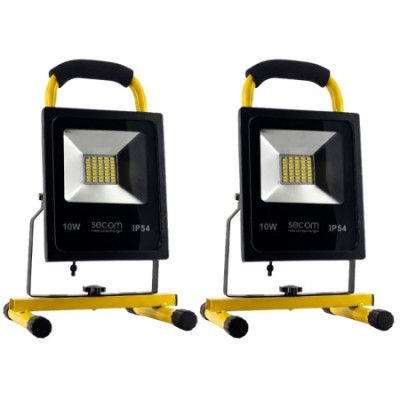 Lot de 2 projecteurs LED portables Provit avec batterie rechargeable, 10 W, 900 lm, IP54, 10x16.5x14.5cm, 4 000 K, noir/jaune, 5
