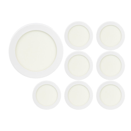Conjunto de 8 downlights LED redondos para encastrar, 9 W, 900 lm, Ø 12 cm, 3000 K, branco, 30 000 h, SECOM