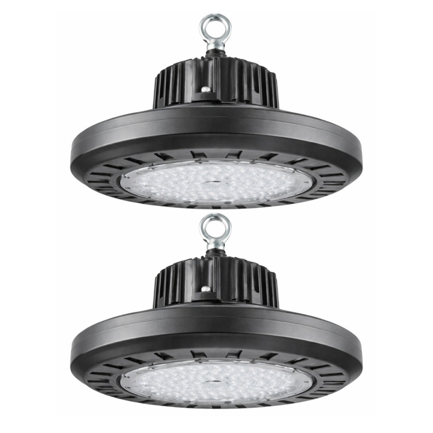 Lot de 2 lampes LED industrielles de type « UFO » KonikS2 ECO 85 W, 12 500 lm, IP65, Ø25.5x7cm, 5 700 K, gris, 50 000 h, SECOM