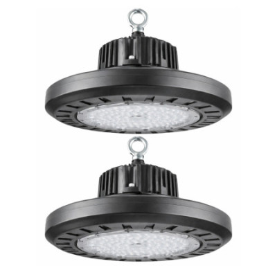 Pack 2 Campanas LED UFO Industrial KonikS2 ECO 85W 12500lm IP65 Ø25.5x7cm 5700K Gris 50000H SECOM
