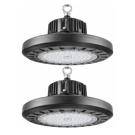 Pack 2 Campana LED UFO Industrial KonikS2 ECO 185W 25000lm IP65 Ø36.5x8cm 4000K Gris 50000H SECOM