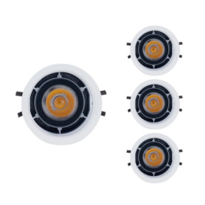 Conjunto de 4 Downlights LED Redondos para Embutir, 13 W, 1200 lm, IP44, Ø8.2x6.5cm, 3000 K, Branco, 50 000 h, SECOM