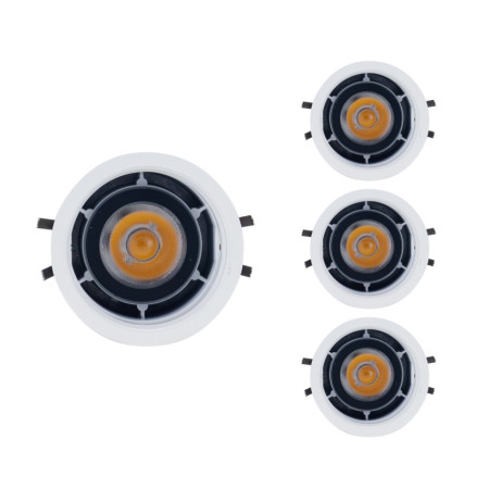 Conjunto de 4 Downlights LED Redondos para Encastrar, 8 W, 800 lm, IP44, Ø7.2x5.9cm, 3000 K, Branco, 50 000 h, SECOM