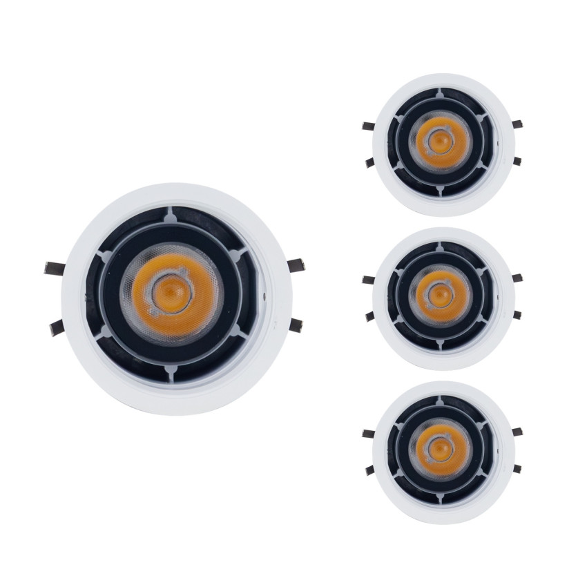 Set mit 4 runden LED-Einbau-Downlights, 8 W, 800 lm, IP44, Ø7.2x5.9cm, 3000 K, Weiß, 50.000 h, SECOM