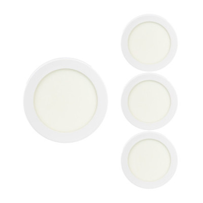 4er-Set runde LED-Einbau-Downlights „Aircom Micro“, 8 W, 920 lm, IP44, Ø8.2cm, 4000 K, Weiß, 50.000 h, SECOM