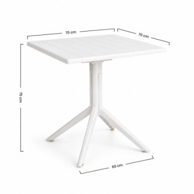 Table de bar carrée 70 x 70 cm « Ares » en polypropylène avec plateau rabattable, pour l'intérieur et l'extérieur 7house