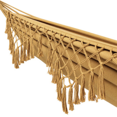 Hamac suspendu beige à franges, style bohème balinais, pour l'extérieur (jardin et terrasse), 200/285 x 100 cm 7house