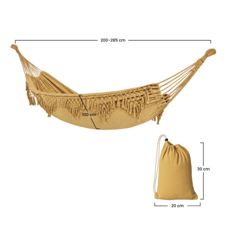 Hamac suspendu beige à franges, style bohème balinais, pour l'extérieur (jardin et terrasse), 200/285 x 100 cm 7house