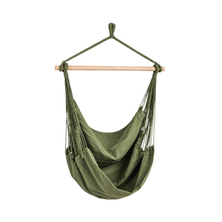 Fauteuil suspendu vert olive avec barre en bois « Kyoto », style nordique, pour l'extérieur (jardin et terrasse), 100 x 130 cm 7