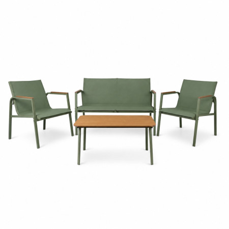 Conjunto de Jardín Verna con Sofá de 2 Plazas 2 Sillones y Mesa de Centro en Acero y Textilene 7house Conjuntos de Jardín 1