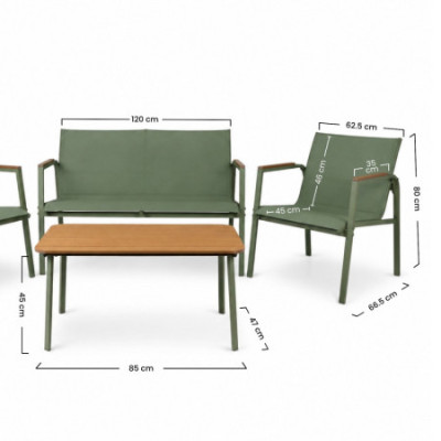 Conjunto de Jardín Verna con Sofá de 2 Plazas 2 Sillones y Mesa de Centro en Acero y Textilene 7house Conjuntos de Jardín 9