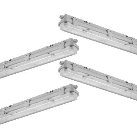 Confezione da 4 schermi stagni per tubi T8 da 36 W, 2500 lm, IP65, 127x10x10.5cm, 4000 K, grigio, SECOM