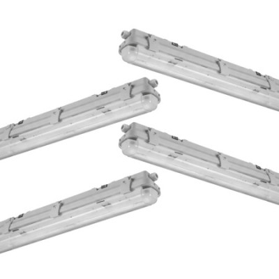 Pack 4 Pantallas Estanca Tubo T8 36W 2500lm IP65 127x10x10.5cm 4000K Gris SECOM Pantallas y Regletas LED 1
