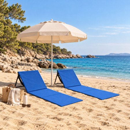 Transat de plage pliable rembourré avec dossier « 149.5x50.5x42cm » Thinia Home