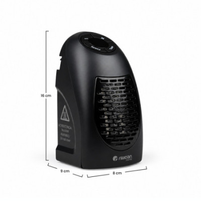 Mini Calefactor de Enchufe a Pared 400W Negro Thinia Home Calefactores Eléctricos 6
