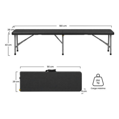 Set mit 2 klappbaren Catering-Bänken, 180 x 28 x 43 cm Thinia Home