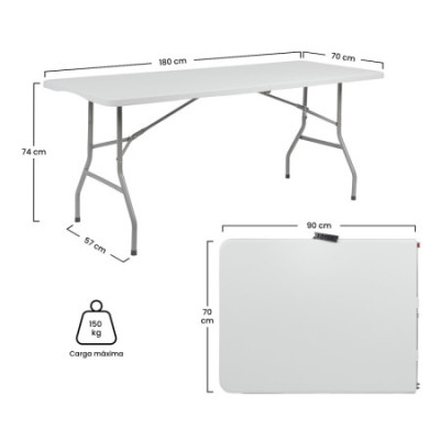 Conjunto de 2 mesas dobráveis retangulares para catering, 180 x 74 cm Thinia Home