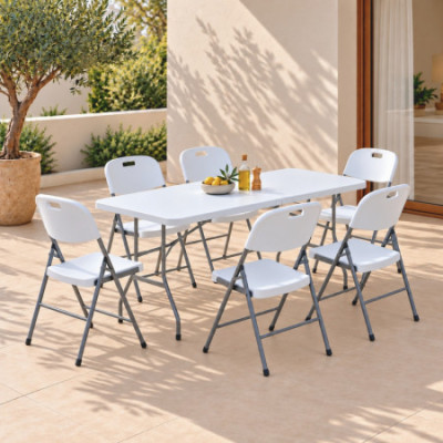 Conjunto de 2 mesas dobráveis retangulares para catering, 180 x 74 cm Thinia Home