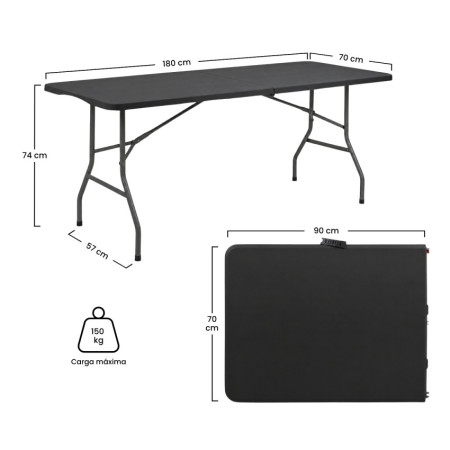 Mesa dobrável portátil em resina, 180 cm 7house
