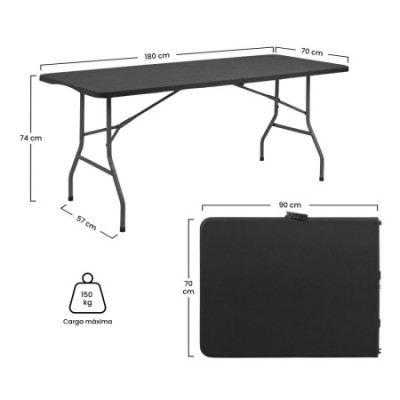 Tragbarer Klapptisch aus Kunstharz, 180 cm 7house