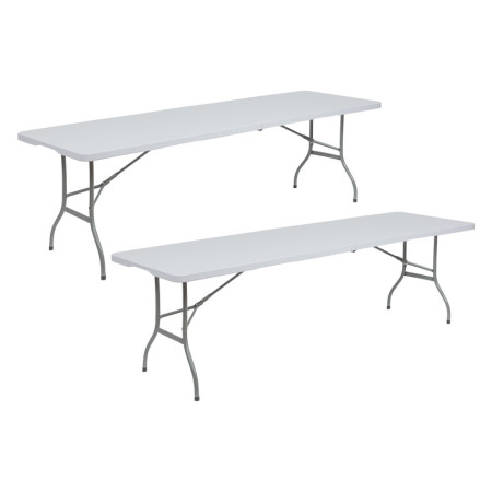 Pack 2 Mesas Plegables Rectangulares para Catering Blanco 240x74cm Thinia Home Mesas de Jardín 1