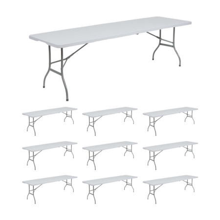 MegaPack : 10 tables pliantes rectangulaires pour la restauration, blanches, 240 x 74 cm Thinia Home