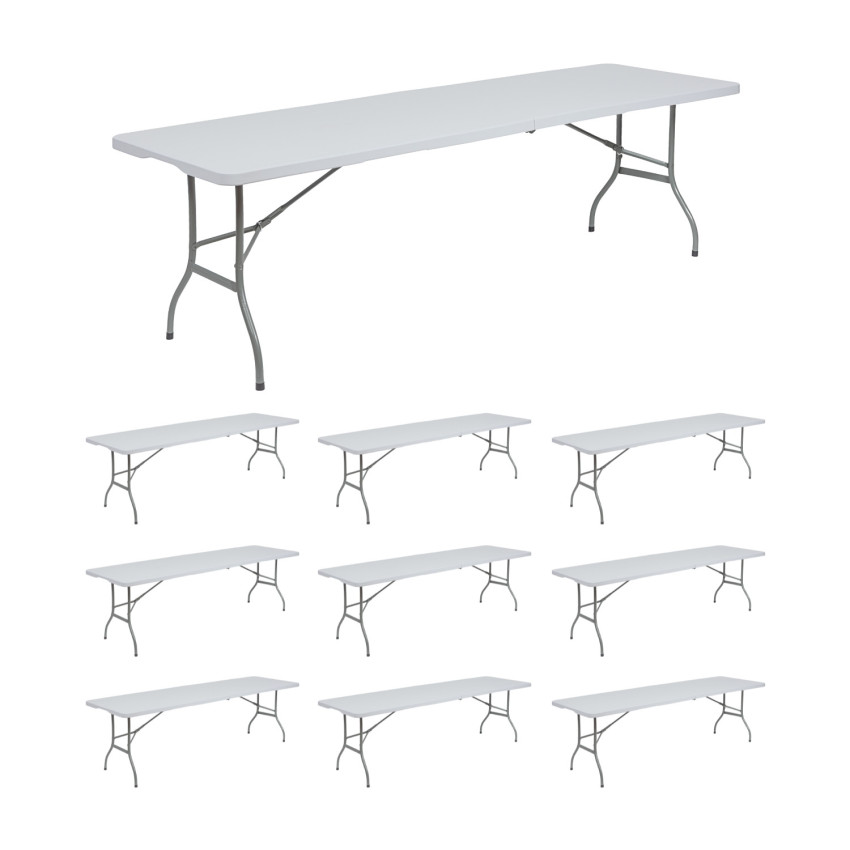 MegaPack 10 Mesas Plegables Rectangulares para Catering Blanco 240x74cm Thinia Home Mesas Plegables 1