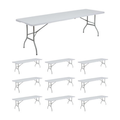 MegaPack 10 Mesas Plegables Rectangulares para Catering Blanco 240x74cm Thinia Home Mesas Plegables 1