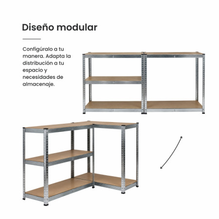 Set aus 2 modularen Metallregalen mit 5 Einlegeböden, Tragkraft 875 kg, 90 x 40 x 180 cm Thinia Home