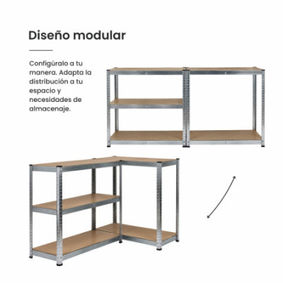 Conjunto de 2 estantes modulares metálicas com 5 prateleiras, capacidade de 875 kg, prateadas, 90 x 40 x 180 cm 7house