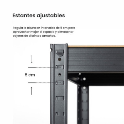Modulares Metallregal mit 5 Einlegeböden, 875 kg, schwarz, 90 x 40 x 180 cm 7house