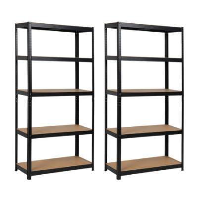 Conjunto de 2 estantes modulares metálicas com 5 prateleiras, 875 kg, preto, 90 x 40 x 180 cm 7house
