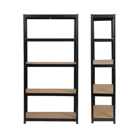 Pack 2 Estanterías Modulares Metálicas con 5 Baldas 875kg Negro 90x40x180cm 7house Estanterías 2