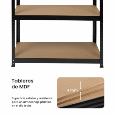 Set aus 2 modularen Metallregalen mit 5 Einlegeböden, Tragkraft 875 kg, schwarz, 90 x 40 x 180 cm 7house