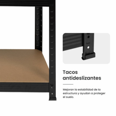 Conjunto de 2 estantes modulares metálicas com 5 prateleiras, 875 kg, preto, 90 x 40 x 180 cm 7house