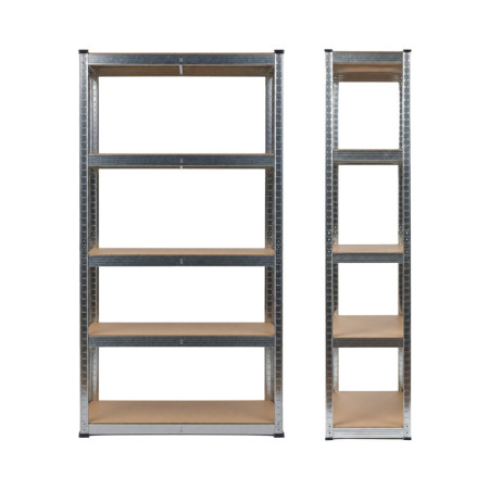 MegaPack 10 modulare Metallregale mit 5 Einlegeböden, 875 kg Tragkraft, silberfarben, 90 x 40 x 180 cm 7house