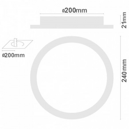 Downlight LED Slim Empotrable Redondo 18W 1450lm Ø20cm 3000K Blanco Eilen Downlight LED Slim Empotrable Redondo 18W 1450lm Ø20cm 3000K Blanco Eilen