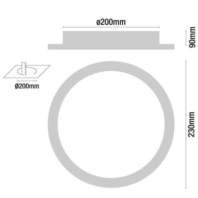 Downlight LED Redondo de Embutir 24W 2280lm Ø20cm Branco Eilen Downlight de Embutir 7