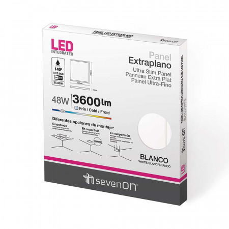 Painel LED Ultraslim Quadrado 48W 4000lm 600x600mm 4000K 7hSevenOn Painéis e Fitas LED 5
