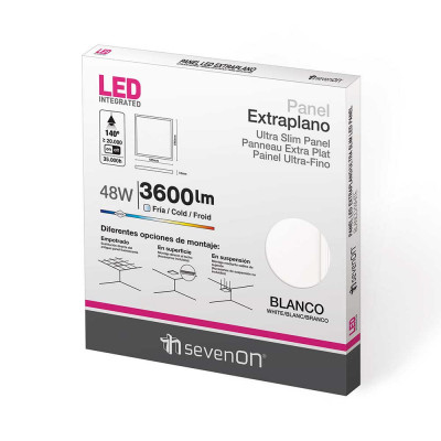 Panel LED Ultraslim Cuadrado 48W 4000lm 600x600mm 4000K 7hSevenOn Pantallas y Regletas LED 5