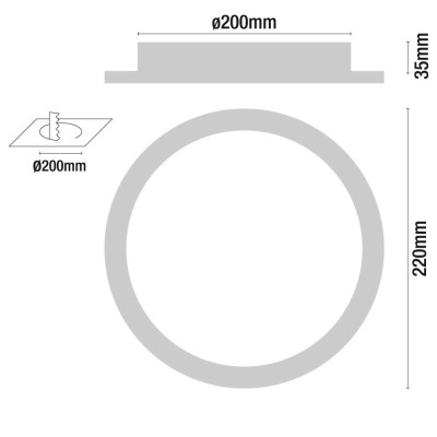 Downlight LED Ultraslim Recessed Redondo 15W 1100lm Ø20,5cm 4000K Alumínio 1Primer Leader Downlight Recessed 3