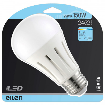 Bombilla LED Estándar E27 25W Equi.150W 2452lm 25000H
Eilen Bombilla LED Estándar E27 25W Equi.150W 2452lm 25000H
Eilen