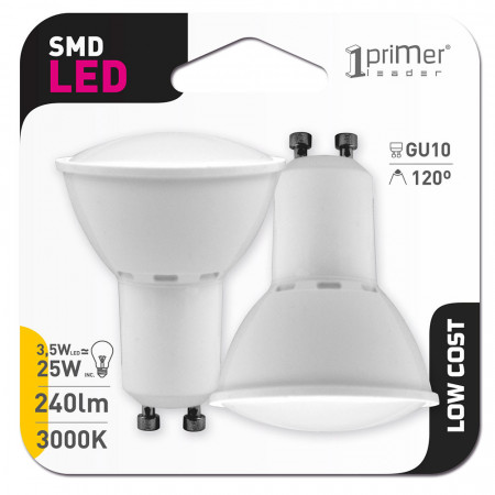 Pack 2 Bombillas LED Spotlight GU10 3,5W Equi.25W 240lm 3000K 15000H
1Primer Low Cost Pack 2 Bombillas LED Spotlight GU10 3,5W Equi.25W 240lm 3000K 15000H
1Primer Low Cost
